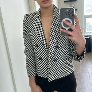 Zara Cropped Checkered Blazer